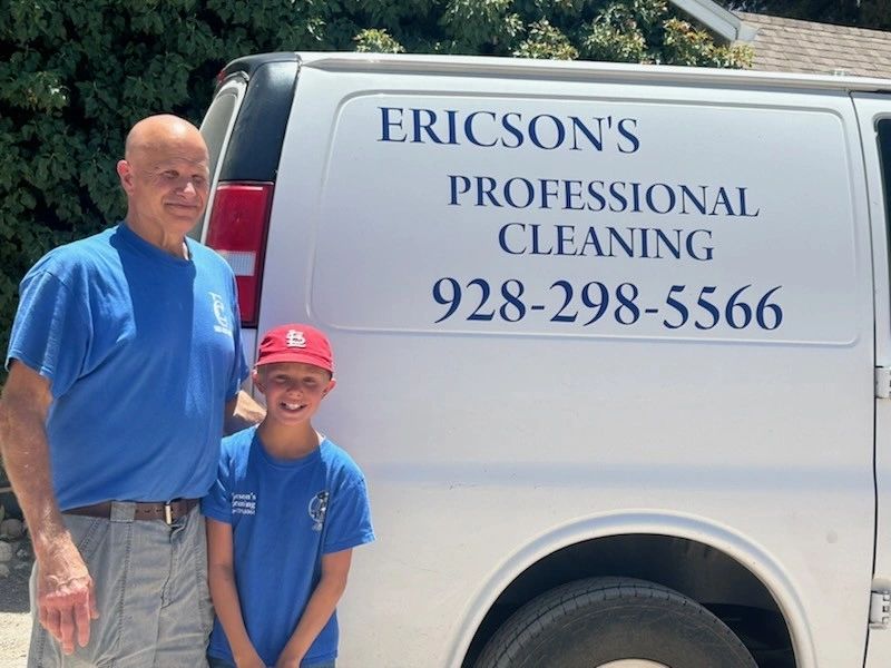 Ericson's Professional Cleaning team in front of service van